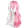 Women Long Wave Curly Wig Cosplay Danganronpa Monomi Costume Dangan Ronpa Heat Resistant Synthetic Hair White Pink Wigs