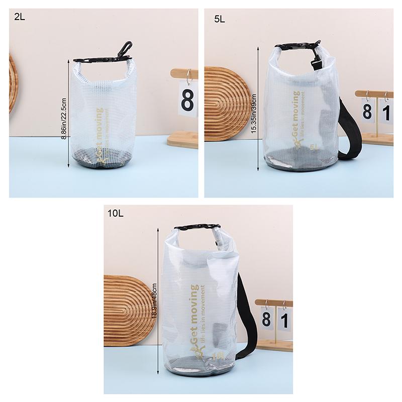 2L/5L/10L Pvc Wasserdichter Packsack Netzbeutel Tragbar Outdoor Sport Schwimmen Aufbewahrungstasche Pack Rafting Kajakfahren Camping