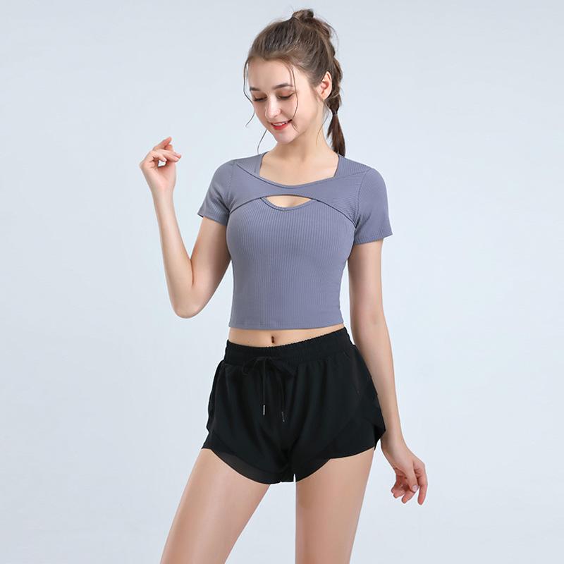 New Yoga Clothing Tops Short-sleeved T-shirt Women Summer Tight Sports Running Stretch Breathable Fitness Tops