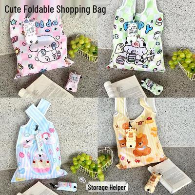 High-Capacity Cute Cartoon Eco-Friendly Tote – Foldable and Portable Grocery Shopping Bag
