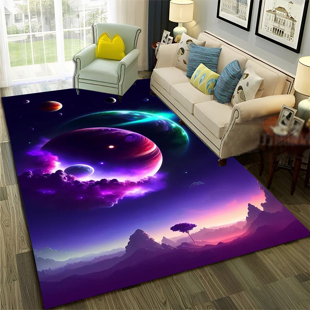 3D Univers Weltraum Galaxie Planet Stern Teppich Teppich für Zuhause Wohnzimmer Schlafzimmer Sofa Fußmatte Dekor,Kinderbereich Teppich Rutschfeste Bodenmatte