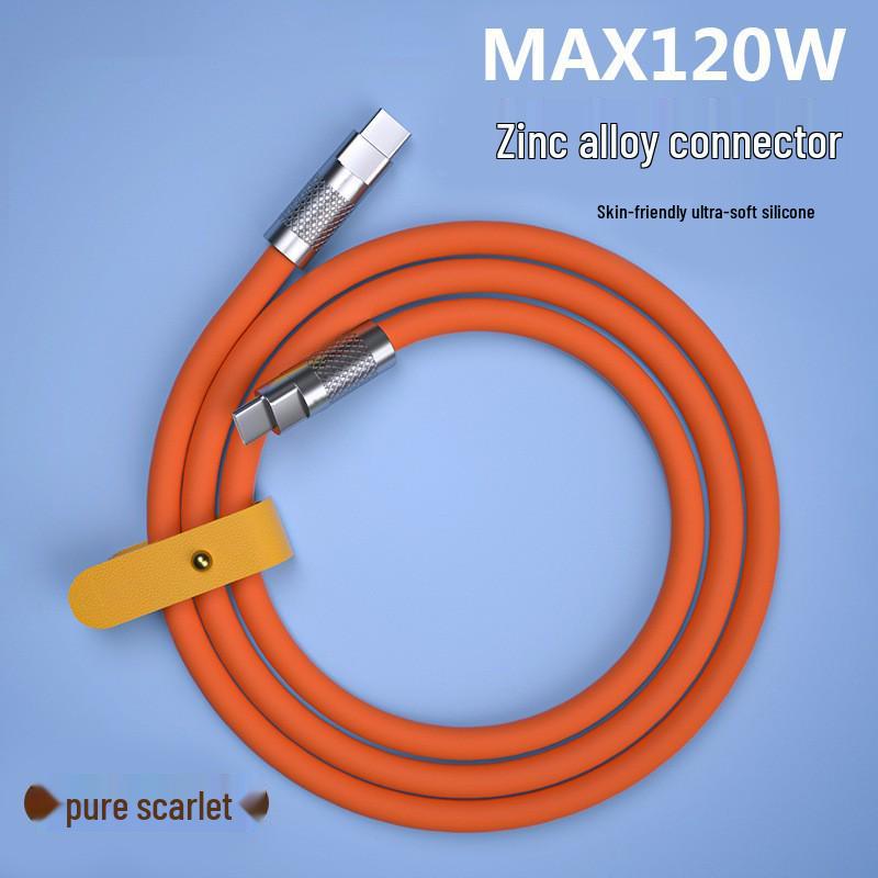 120W Zinklegierung Flüssig Weichgummi Schnelllade-USB-C-Kabel für Android