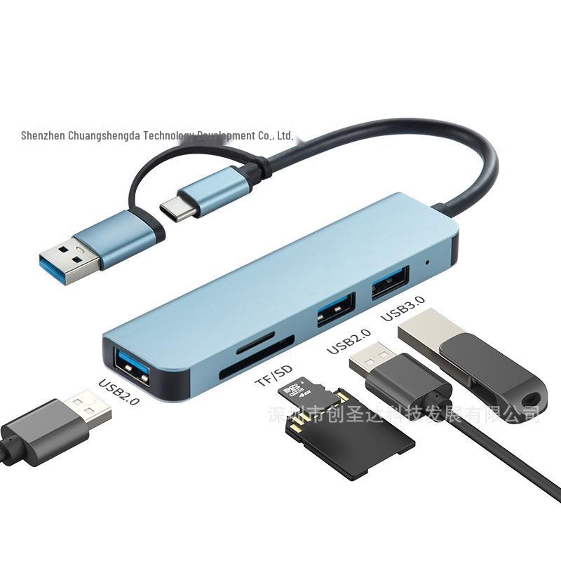 7-in-1 Type-C Expansion Hub with Multi-Functional Card Reader & Dual-Head Splitter