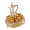 Elegant European Metal Barwares Set With Florals Embossed Decanter Tray and Glasses for Home Entertaining B03E