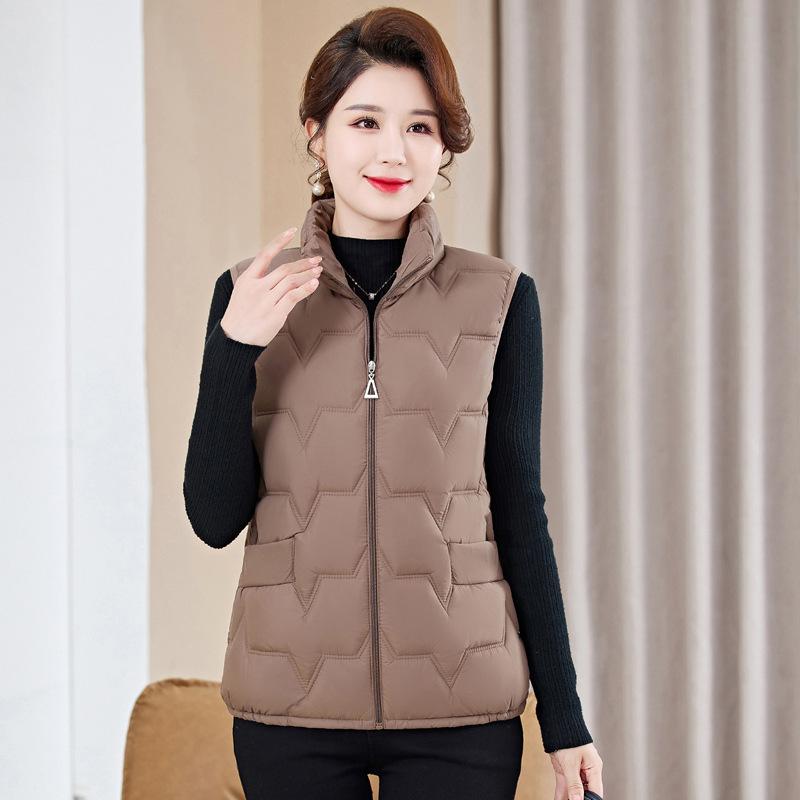 Nowa lekka bawełniana kamizelka krótka kurtka dopasowana bez rękawów wiatroodporna damska kamizelka z bawełny puchowej