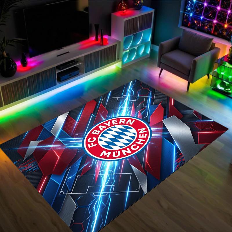 FC Bayern Design Kristall Samt Teppich Gemütlich Nicht?Rutschfester Teppich mit Aufdruck für Schlafzimmer Wohnzimmer Eingang