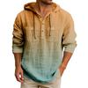 Men's Hooded T-shirt Gradient Color Cotton And Linen Men's Casual Long-sleeved Top