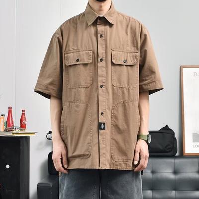 Retrohemd Herren Sommeroutfit Hongkong-Stil Studenten Locker und Nischendesign Lustiges Neues Herrenoberteil für Outdoor-Bekleidung