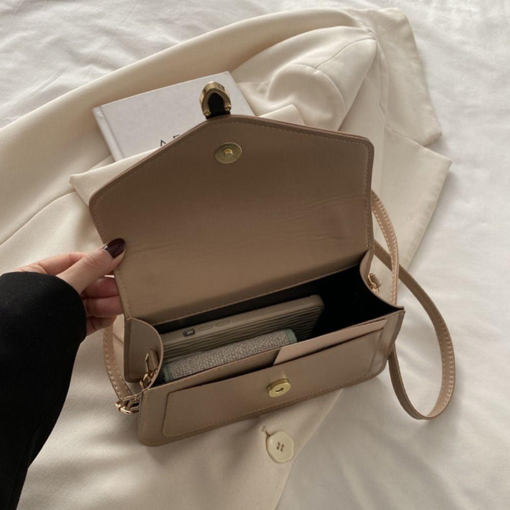 Portable Versatile Shoulder Bag PU Leather Ladies Handbags Simple Minimalist Crossbody Bag  Gift