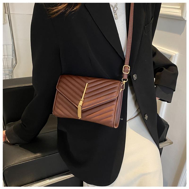 

Повседневная сумка из вышивальной нити женская 2 модная сумка-мессенджер простая и популярная на плечо маленькая квадратная сумка коричневый