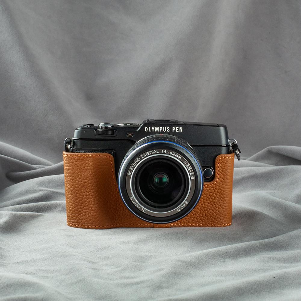 Leather Camera Bag Half Base Body Case Cover For OLYMPUS PEN E-P5 Vintage Protective Case Camera Photography Accessories