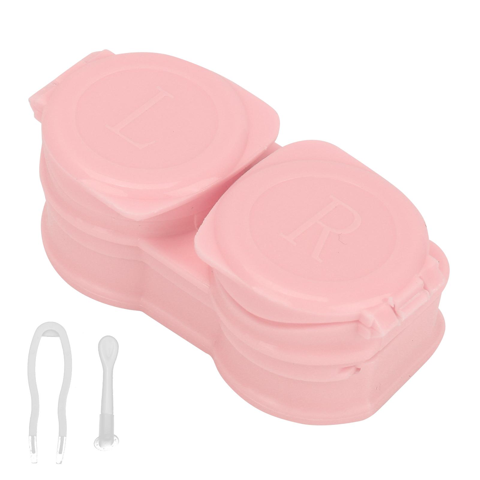 

Contact Lens Case Portable Dustproof Contact Lens Storage Kit with Tweezers Stick Remover ToolPink розовый