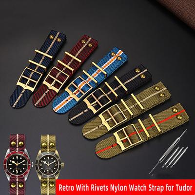 Suitable for Tudor Qicheng Biwan Series Bronze Flower Small Red Flower 1958 Black Gold IWC Nylon Canvas Watch Strap 22mm