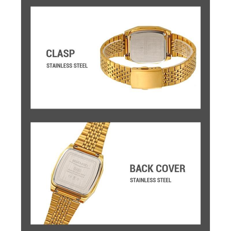 Herren Armbanduhren Edelstahl Sport Luxus Retro LED Elektronische Wasserdichte Digitaluhr