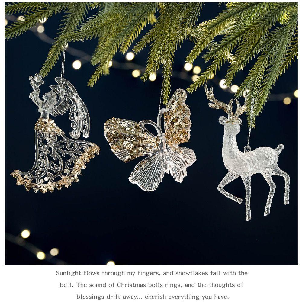 Snowflake Christmas Tree Ornaments DIY Crystal Hanging Christmas Crystal Pendants  Indoor Outdoor