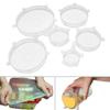 6pcs Stretchable Silicone Lids for Bowl Pot Cup Reusable White