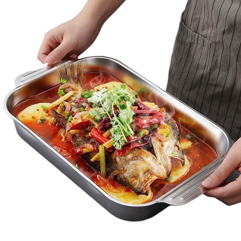 201 Stainless Steel Grilled Fish, Steaming, Baking, and Barbecue Pan for Portable Stoves and Induction Cookers