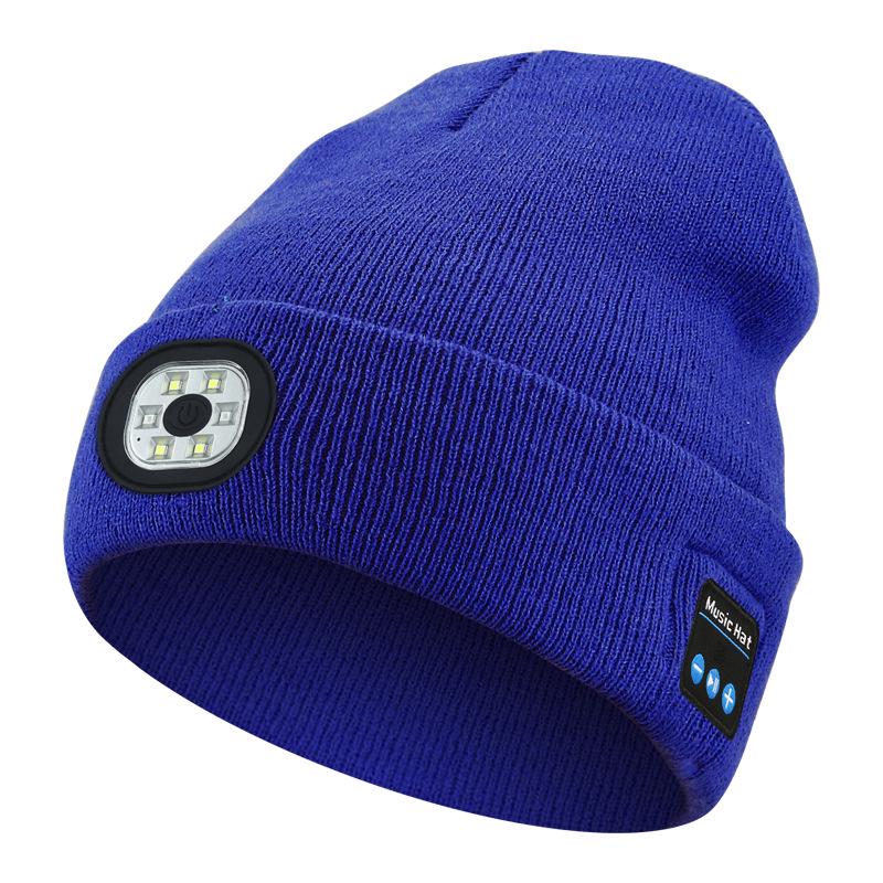 Luminous LED Headlamp Music Hat with Wireless Bluetooth Earphones for Night Running & Fishing