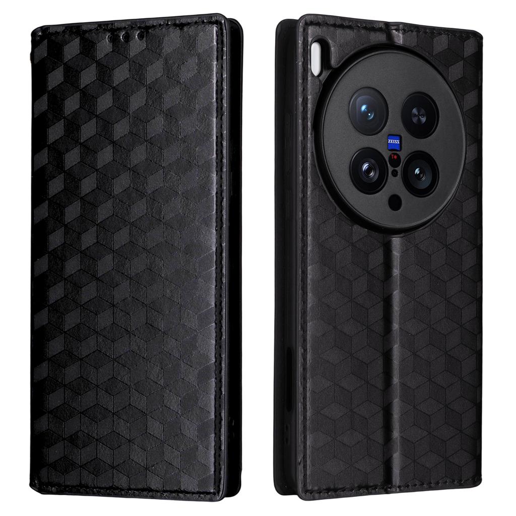 For vivo X200 Ultra 5G Case Wallet Rhombus Imprinted Leather Phone Cover