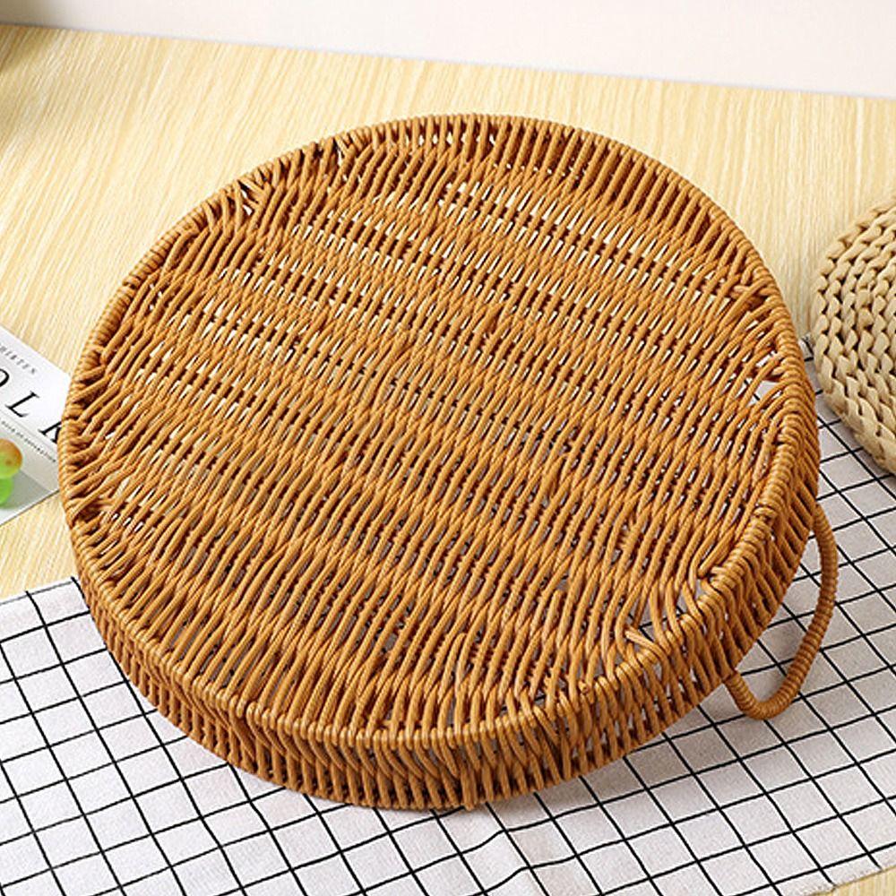 1 ks Košík z proutí na ovoce, zeleninu, dort, ručně pletený, z ratanu, kulatý, z plastových ratanových vláken