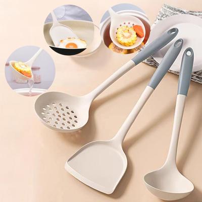 High Temperature Resistant Cooking Spoon Anti-Slip Handle Food Grade Silicone Non-Scratch Pot Protecting Spatula Soup Spoon