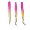 3pcs Nail Art Tweezer Stainless Steel Straight Bend Tips Manicure Rhinestone Nipper Gradient Color