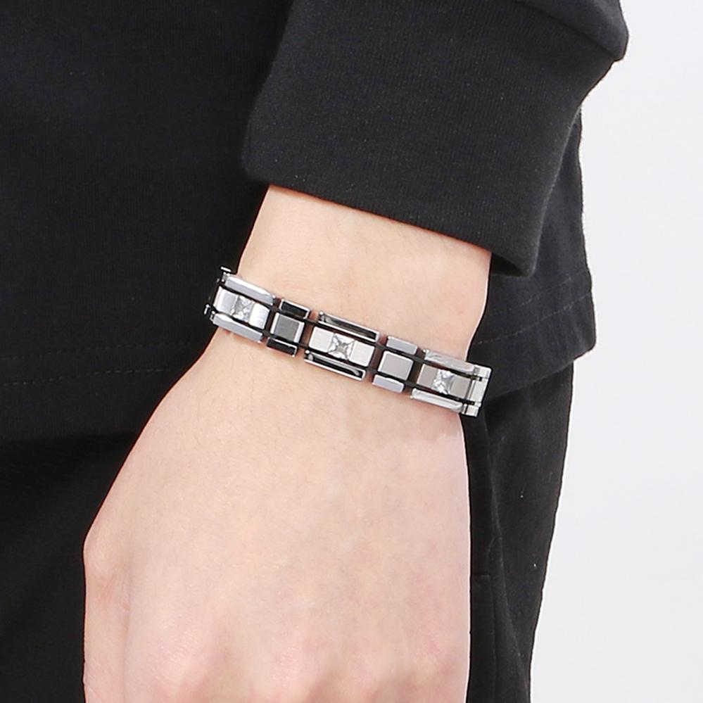 Edelstahl Herren Kettenarmband für Mann Modern Sein Geburtstag Weihnachtsgeschenk Schmuck mit Luxus Zirkonia