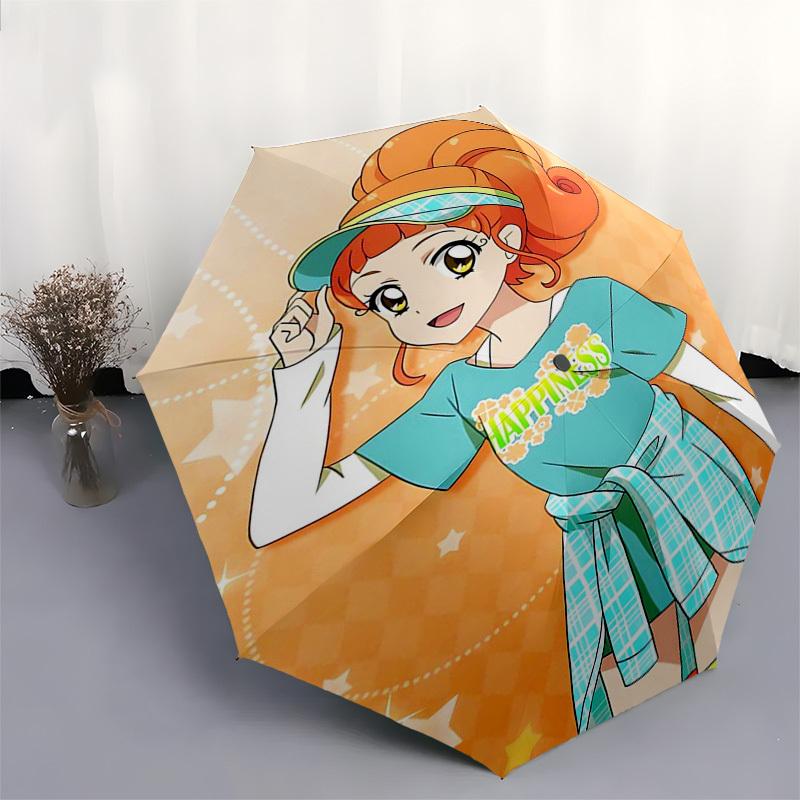 1pc Happiness Anime Character Outdoor Umbrella - Automatic Opening/Closing, Portable 3-Fold Design with Iron Frame - Perfect Gift for Fans, Travelers,