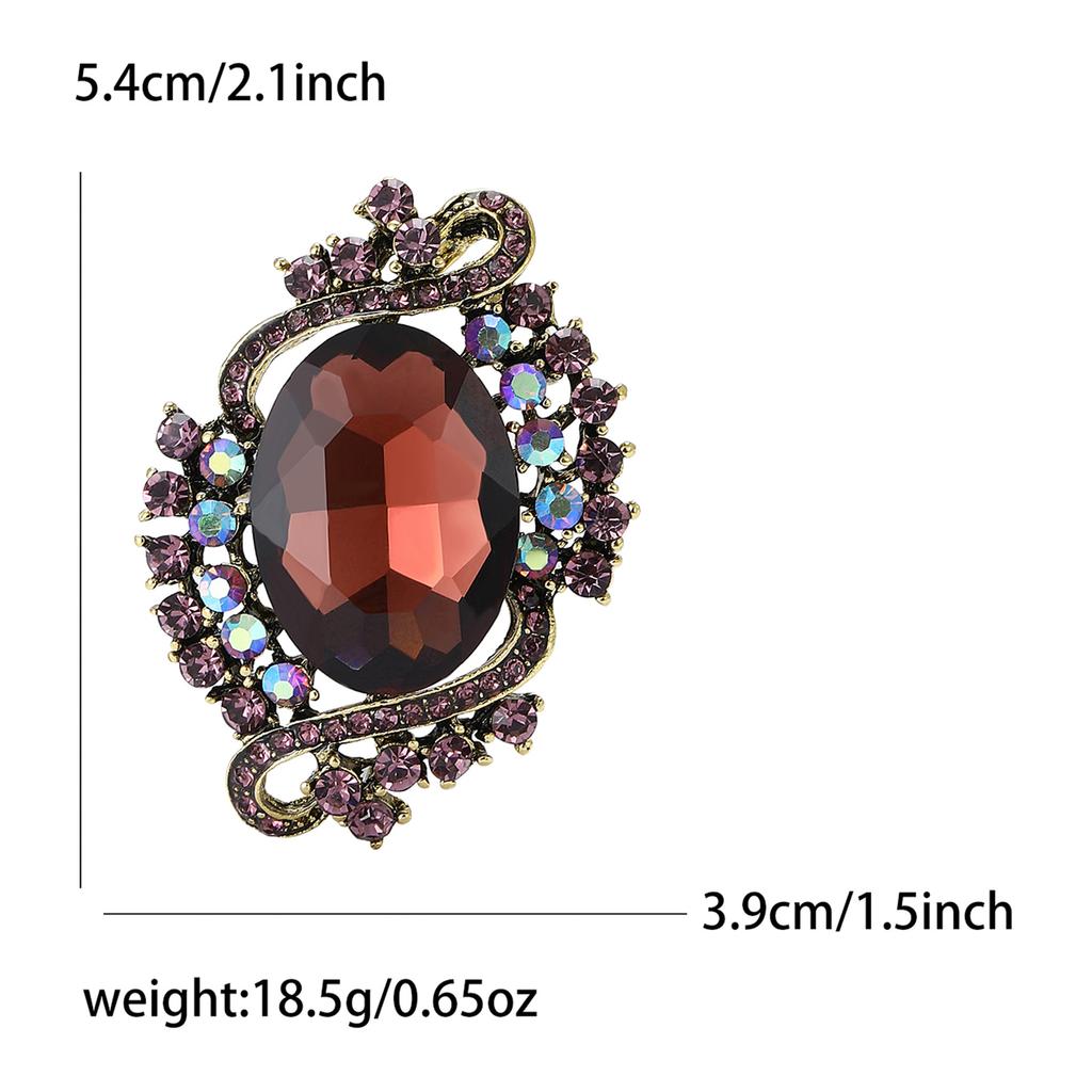 Retro Alloy Crystal Glass Brooch High-End Temperament Women'S Suit Cardigan Corsage Jewelry Pin
