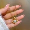 Artificial Gems Heart Pendant Necklace for Women Golden Stainless Steel Lips Neck Chain Female Necklaces Jewelry for Girl
