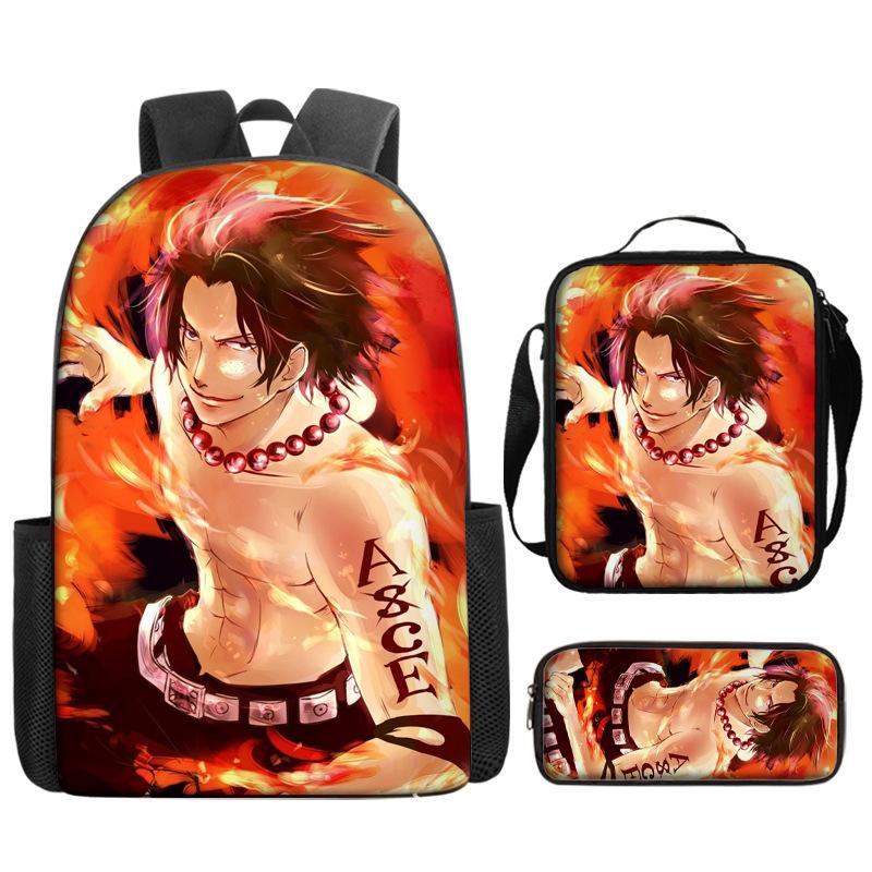 One Piece One Piece Backpack Primary And Secondary School Schoolbag Voyager King Backpack Cartoon Schoolbag Three-Piece Set
