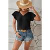 Summer New V-neck Fashion Short Sleeve Casual Women Blouse Elegant Loose Pleated Office Tops Solid Color Simple Loose Slim Women Vlothing