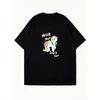 Oversized T Shirt Black Unicorn With Messy Hair Dont Care Print Casual Wear For Women