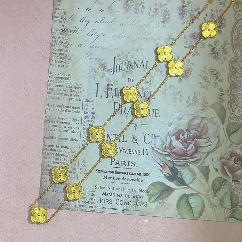 15MM High Version Ten Flower Four-leaf Clover Necklace 18k Double-sided Mother-of-pearl Four-leaf Clover Sweater Chain