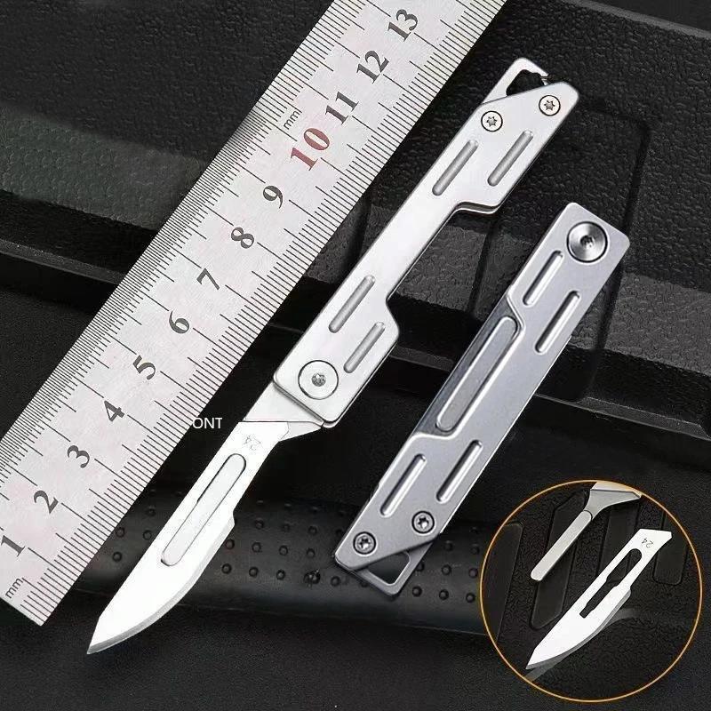 Folding Knife Stainless Steel Pocket Knife With 10 Replaceable Blades Sharp Hobby Knife Craft Multifunctional Cutting Knife Kit