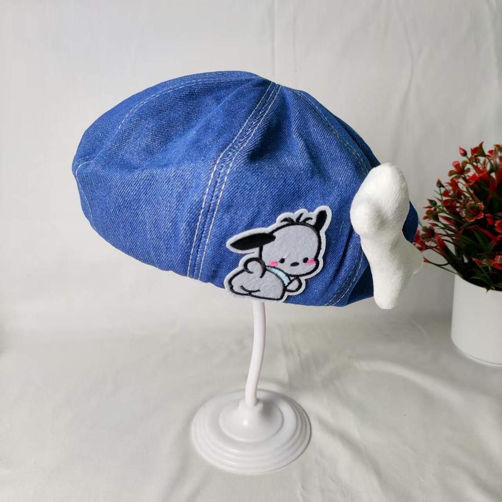 Hat female new denim beret summer versatile fashion puppy painter cloud hat showing face small spring and autumn