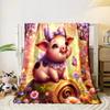 Cute and Dreamy Little Pig Print Blanket Flannel Soft Comfort Home Travel Blanket Kids Warm Blanket Picnic RV Luxury Gifts