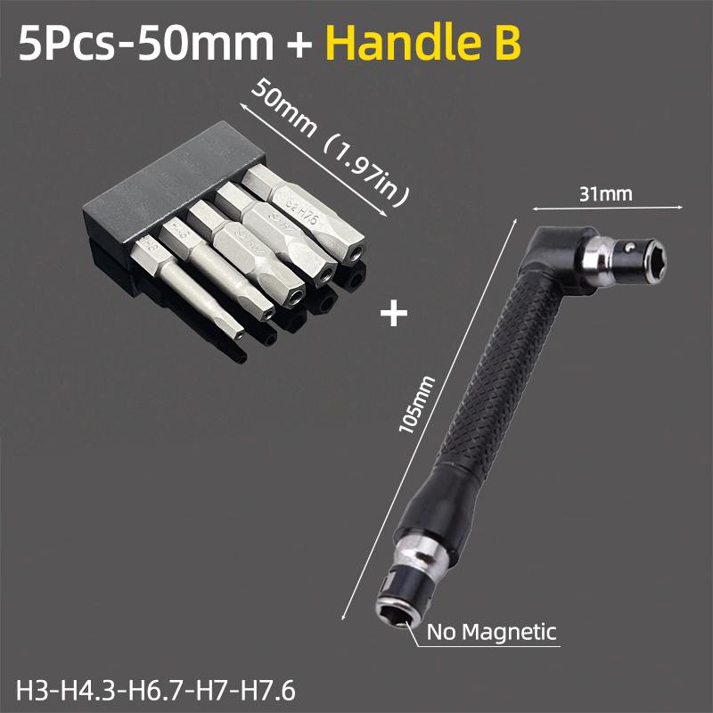 Set de biți magnetici pentagonali cu gaură Hex 1/4" Oțel S2 50mm Security Torx Biți de găurit Cheie cu clichet Unelte de mână
