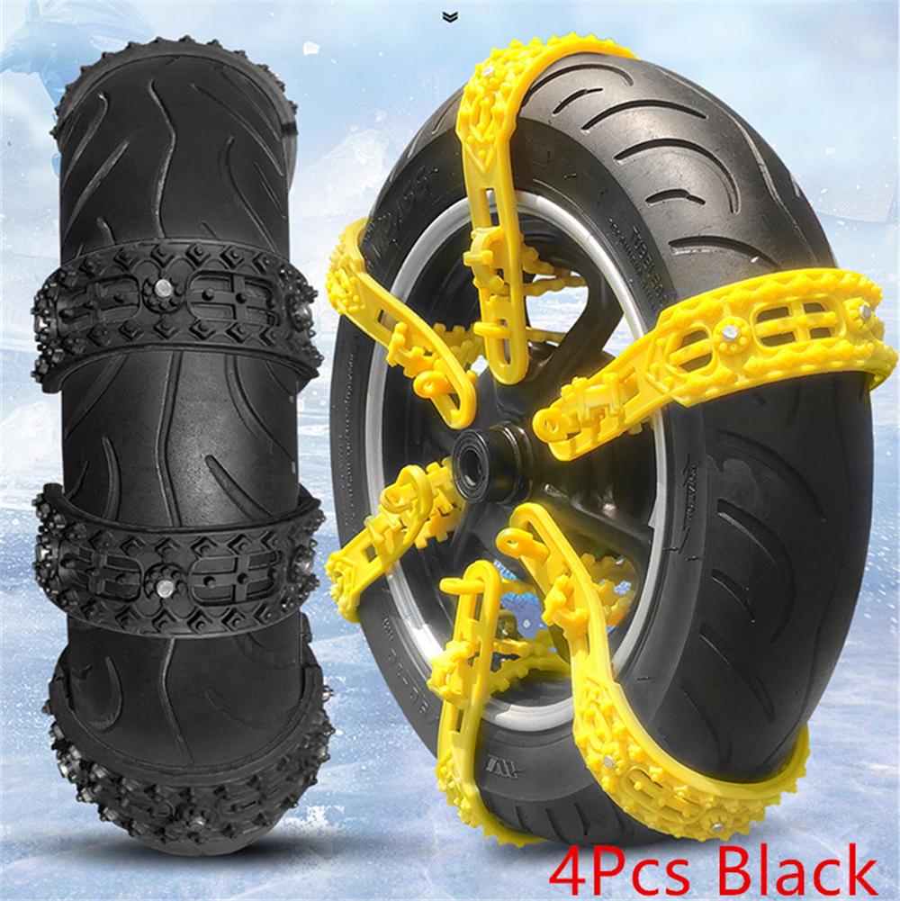 4× Motorcycle Bicycle Wheel Tire Anti-Skid Snow Chain 60cm Black Non-slip Chains