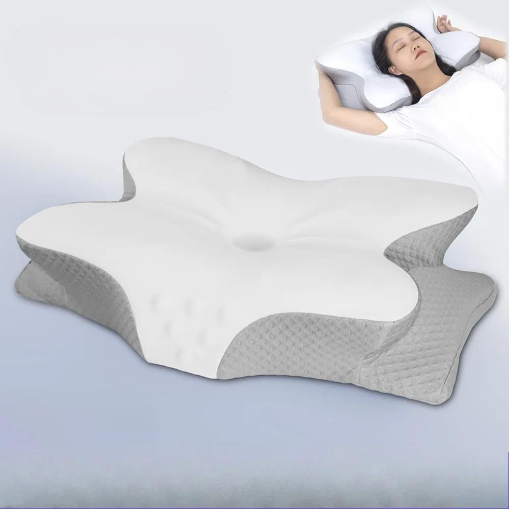 Butterfly Shaped Pillow Pillows Case Memory Breathable Pillowcase Memory Shaped Pillow Rebound Cow Horn Pillow Cervical Pillow