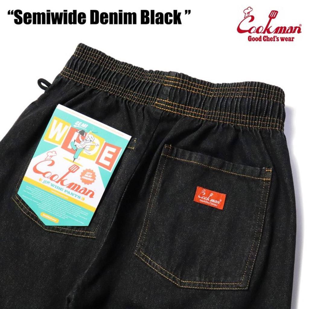 COOKMAN Chef Long Denim Size Medium Pants, Semi-Wide, Pants, Black, 231-23887,