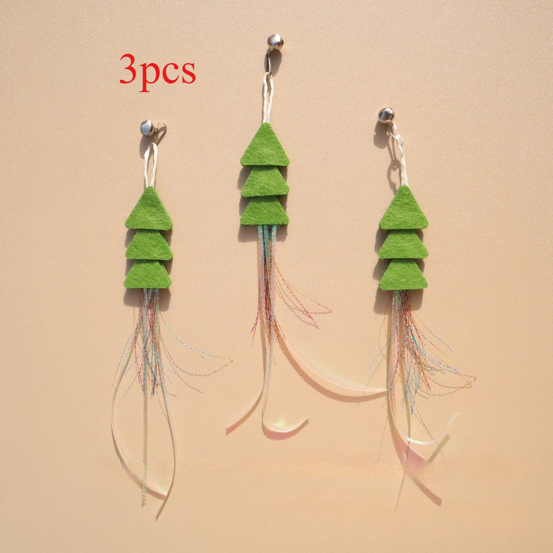 

3pcs Green Christmas Tree Cat Toy Replaces Head Cat Teasing Stick Interactive Pet Toy