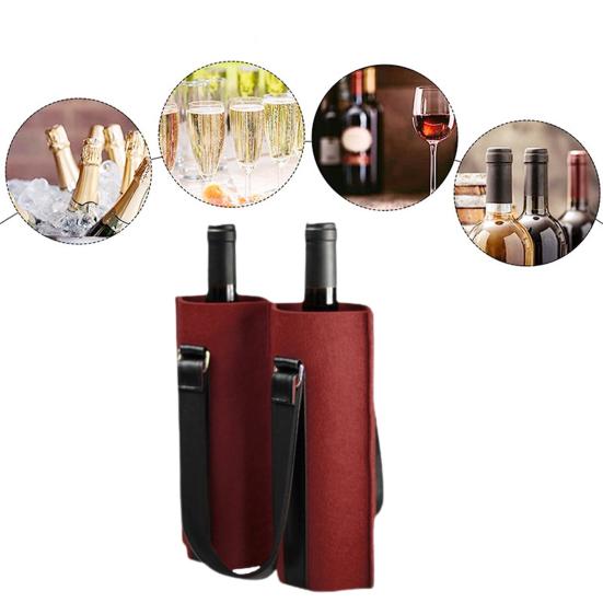 Wine Carrier Tote Bag with Handle Fall Prevention Champagne Beer Beverage Bottle Packaging Bag Felt Handbag