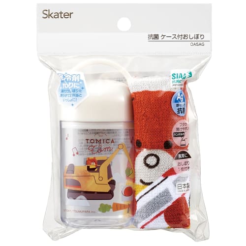 Skater Antibacterial Wet towel set with case Wet towel 32 x 30.5cm Made in Japan Tomica and Tom OA5AG