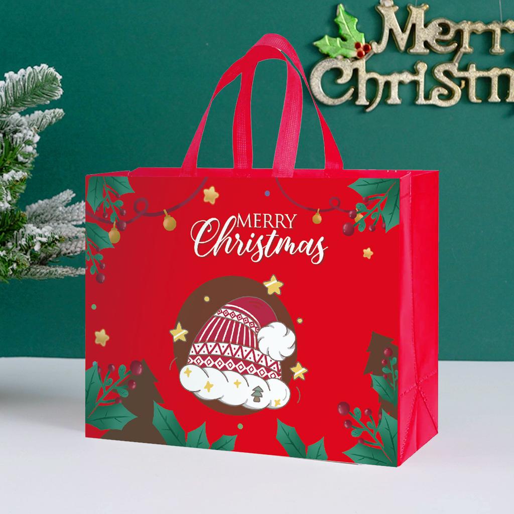 Handheld Gift Bag Christmas Non-woven Bag Portable Reusable Christmas Shopping Bag Eco-friendly Packaging Bag