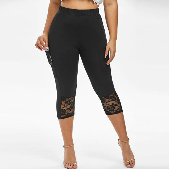 Female Pants Women Lace Stitching Slim Leggings Elastic Waist Tight Yoga for Sports