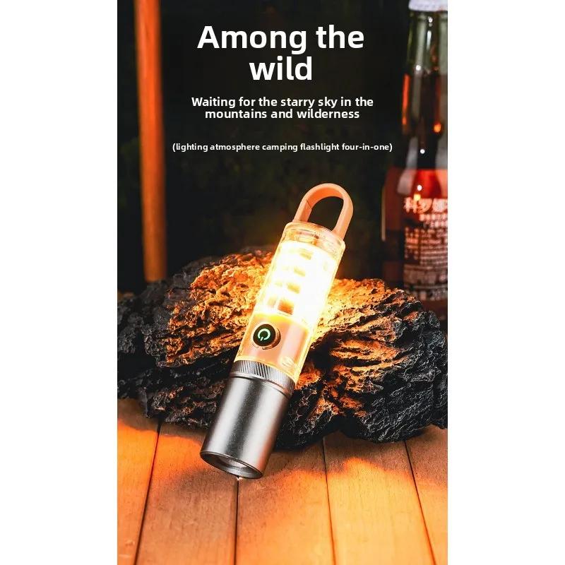 Flashlight, Strong Light, Multifunctional Dual Source Rechargeable Lighting, Zoom Tungsten Wire Atmosphere Camping Light