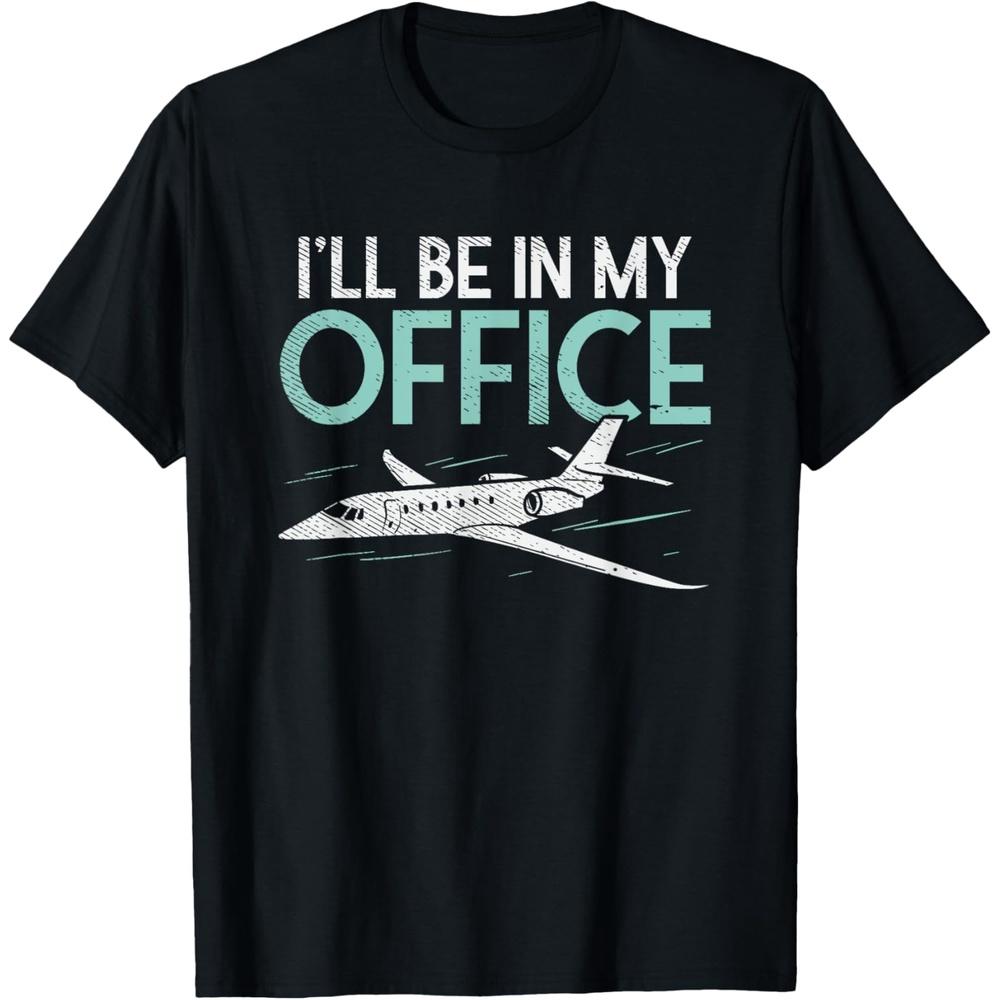 Funny Pilot Aviation Cotton Men T Shirt M чёрный