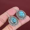 Türkis Ohrring Tibetisch 925 Sterling Silber Ohrring Handgefertigt Eleganter Schmuck Vintage Hängeohrring Echte Edelstein Ohrringe Geschenke für Ehefrau
