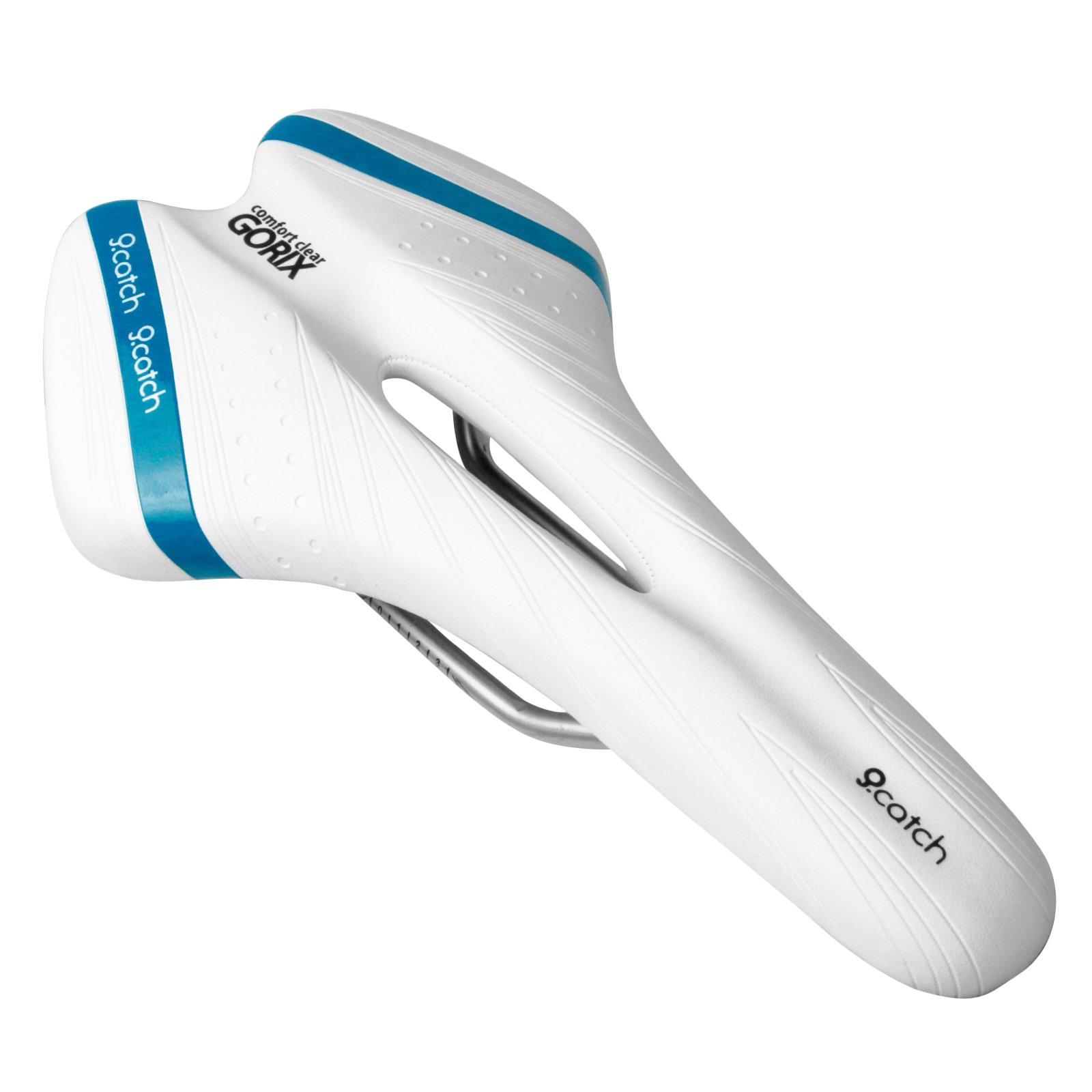 

GORIX Bicycle Saddle with Memory Comfortable Bottom Thick Soft Compatible with Road Mountain and White x Blue Foam, Seat, Cushion, Opening, Bikes,